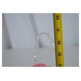 Fenton Pink Hobnail Art Glass Basket with Clear Handle - 7 inch Tall