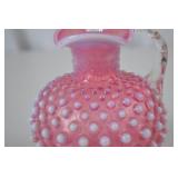 Vintage Fenton Hobnail Pink Opalescent Glass Cruet with Stopper