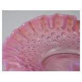 Vintage Fenton Pink Opalescent Hobnail Ruffled Glass Bowl