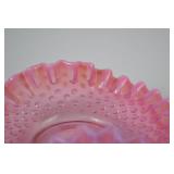 Vintage Fenton Pink Opalescent Hobnail Ruffled Glass Bowl