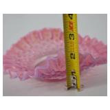 Vintage Fenton Pink Opalescent Hobnail Ruffled Glass Bowl