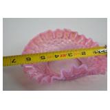 Vintage Fenton Pink Opalescent Hobnail Ruffled Glass Bowl