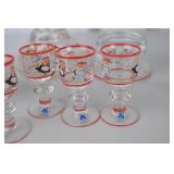 Magnor Norway Hand Painted Glassware Set - Carafe & 10 Glasses