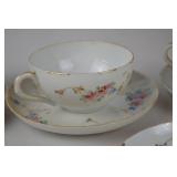 Vintage Floral Porcelain Teacups and Saucers, Hand Painted, Set of 4