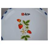 Porcelain Strawberry Motif Covered Dish and Plate Set