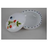 Porcelain Strawberry Motif Covered Dish and Plate Set