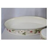 Large 62-Piece Strawberry & Floral Pattern Stoneware Dinnerware Set