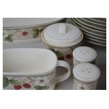 Large 62-Piece Strawberry & Floral Pattern Stoneware Dinnerware Set