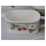 Large 62-Piece Strawberry & Floral Pattern Stoneware Dinnerware Set