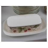 Large 62-Piece Strawberry & Floral Pattern Stoneware Dinnerware Set