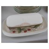 Large 62-Piece Strawberry & Floral Pattern Stoneware Dinnerware Set
