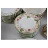 Large 62-Piece Strawberry & Floral Pattern Stoneware Dinnerware Set