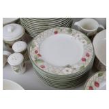 Large 62-Piece Strawberry & Floral Pattern Stoneware Dinnerware Set