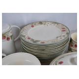 Large 62-Piece Strawberry & Floral Pattern Stoneware Dinnerware Set