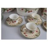 Large 62-Piece Strawberry & Floral Pattern Stoneware Dinnerware Set