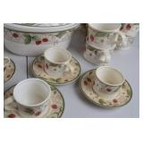 Large 62-Piece Strawberry & Floral Pattern Stoneware Dinnerware Set
