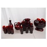 Vintage Ruby Red Glassware Set - Pitchers, Punch Bowl, Tumblers & More (20+ pcs)