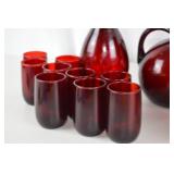 Vintage Ruby Red Glassware Set - Pitchers, Punch Bowl, Tumblers & More (20+ pcs)
