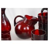 Vintage Ruby Red Glassware Set - Pitchers, Punch Bowl, Tumblers & More (20+ pcs)