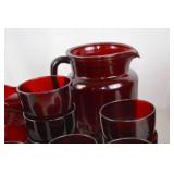 Vintage Ruby Red Glassware Set - Pitchers, Punch Bowl, Tumblers & More (20+ pcs)