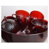 Vintage Ruby Red Glassware Set - Pitchers, Punch Bowl, Tumblers & More (20+ pcs)