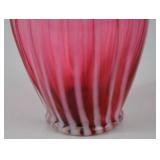 Fenton Ruffled Cranberry Art Glass Vase - 8 Inch
