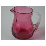 Fenton Cranberry Glass Pitcher and Creamer Set