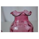 Fenton Cranberry Glass Pitcher and Creamer Set