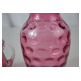Fenton Cranberry Glass Pitcher and Creamer Set