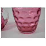 Fenton Cranberry Glass Pitcher and Creamer Set