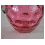 Fenton Cranberry Glass Pitcher with Three Matching Tumblers