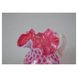 Victorian Fenton Cranberry Opalescent Coin Dot Glass Pitcher 6in