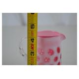 Vintage Fenton cranberry opalescent hobnail glass pitcher, 4.5 in