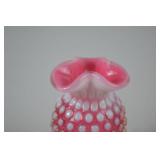 Vintage Fenton Pink Opalescent Hobnail Glass Vase, 4 Inch