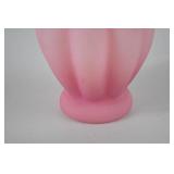 Fenton Pink Satin Glass Ruffled Edge Vase, 6 in