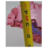 Vintage Fenton Cranberry Glass Ruffled Bowl