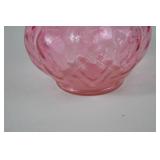 Fenton Pink Ruffled Rim Pressed Glass Vase, 6 Inches Tall