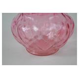 Fenton Pink Ruffled Rim Pressed Glass Vase, 6 Inches Tall