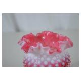 Vintage Fenton Hobnail Cranberry Opalescent Art Glass Vase 5 Inch