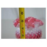 Vintage Fenton Hobnail Cranberry Opalescent Art Glass Vase 5 Inch