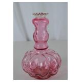 Vintage Fenton Pink Art Glass Vase with Ruffled Rim, 9" Tall