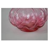 Vintage Fenton Pink Art Glass Vase with Ruffled Rim, 9" Tall