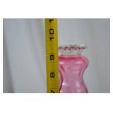 Vintage Fenton Pink Art Glass Vase with Ruffled Rim, 9" Tall