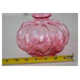 Vintage Fenton Pink Art Glass Vase with Ruffled Rim, 9" Tall