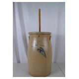 Antique Redwing 6 Gallon stoneware butter churn with wooden dasher