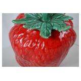 Large Strawberry-Shaped Ceramic Cookie Jar (approx. 11 inch)