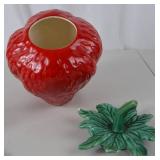 Large Strawberry-Shaped Ceramic Cookie Jar (approx. 11 inch)