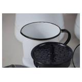Lot of Vintage White Enamelware Kitchen Items