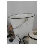 Lot of Vintage White Enamelware Kitchen Items