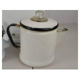Lot of Vintage White Enamelware Kitchen Items